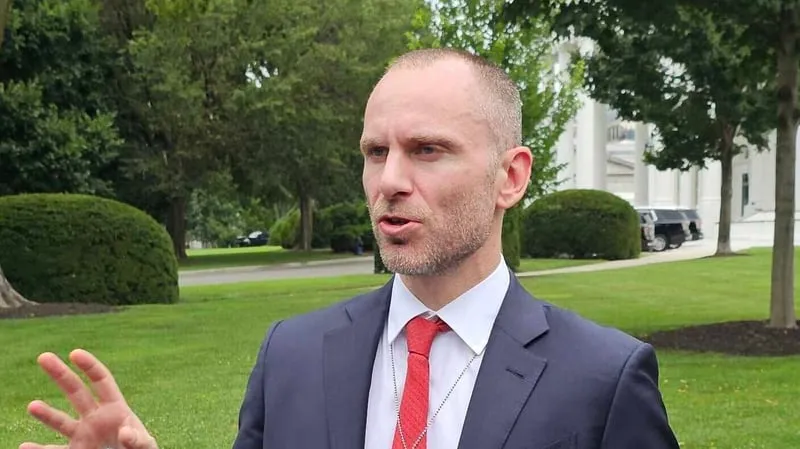 Tether CEO Paolo Ardoino at the White House representing Tether gold lending announcement