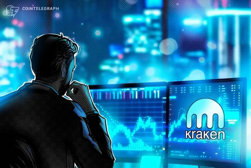 Kraken exchange branding over tokenized US stock tickers