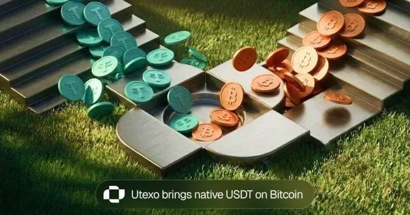 Tether and Bitcoin branding representing native USDT issuance on the Bitcoin network