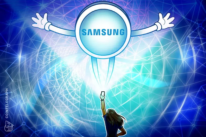 Samsung Wallet shown alongside a stablecoin coin graphic
