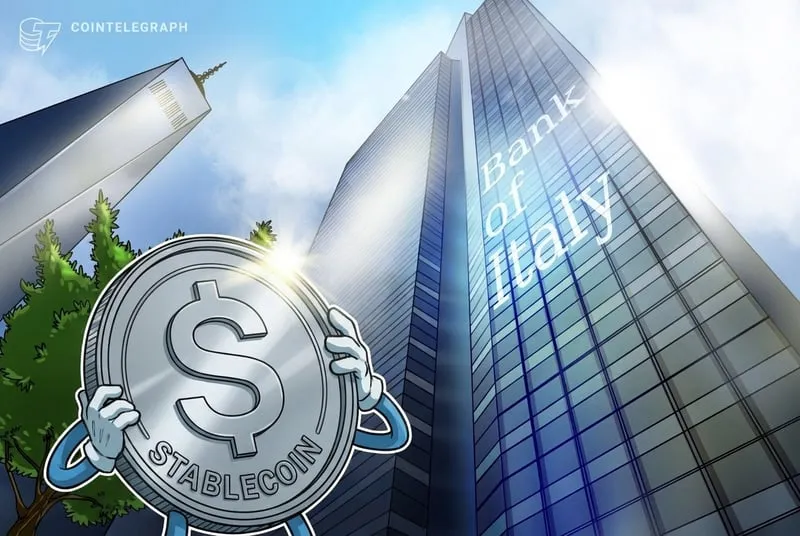 Bank of Italy building illustration representing a central bank study of stablecoin remittance costs