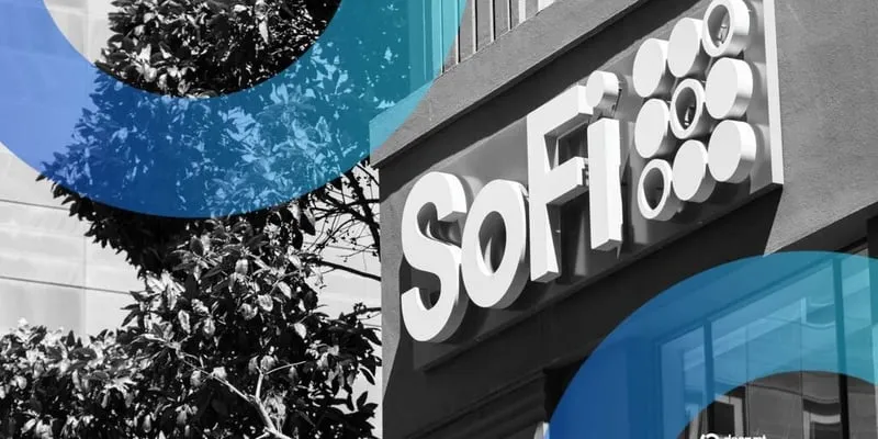 The SoFi logo rendered in the Decrypt editorial illustration style