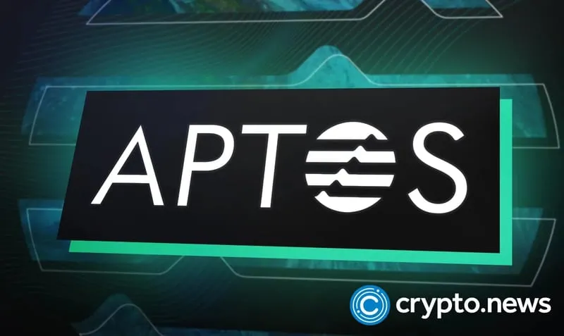 Aptos logo on a dark green background