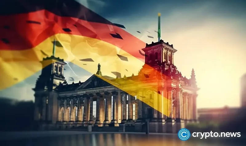 Germany's Reichstag building with a German flag overlay